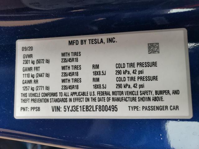 5YJ3E1EB2LF800495 Tesla MODEL 3
