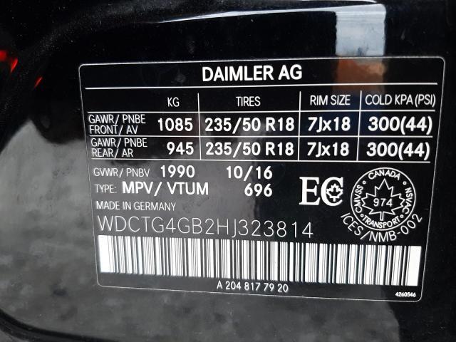 WDCTG4GB2HJ323814 Mercedes-Benz Gla 250 4matic