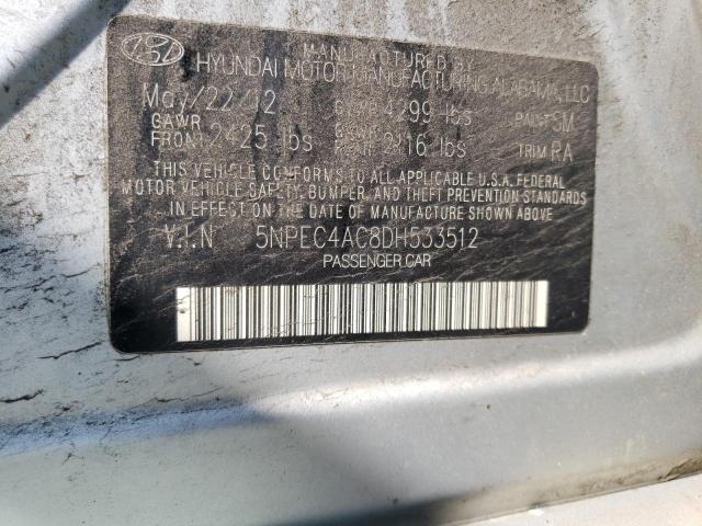 VIN: 5NPEC4AC8DH533512 Auction: COPART Lot: 53874123 Location: NJ - TRENTON 5NPEC4AC8DH533512 HYUNDAI SONATA 2013 SILVER Photo 12