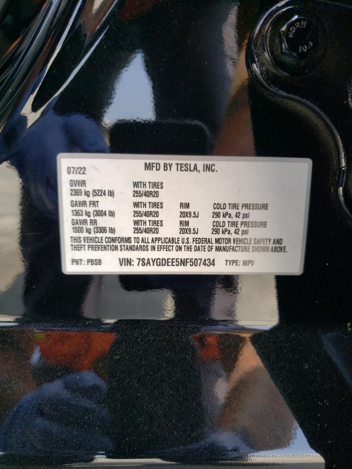 7SAYGDEE5NF507434 2022 Tesla Model Y