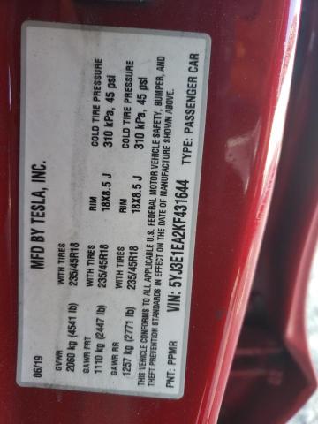 5YJ3E1EA2KF431644 Tesla MODEL 3