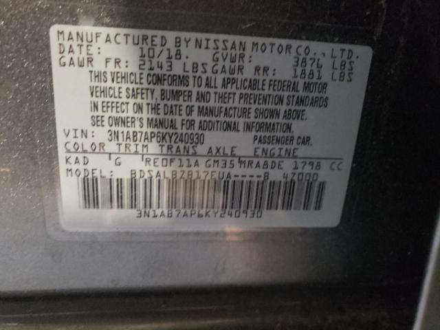 3N1AB7AP6KY240930 Nissan SENTRA S