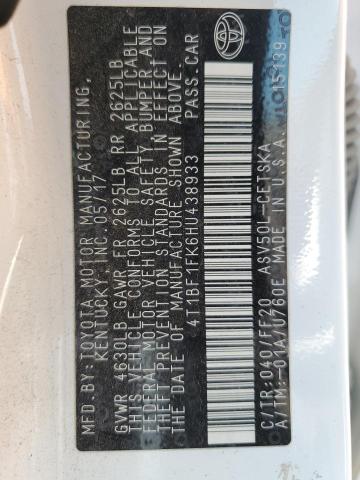 4T1BF1FK6HU438933 Toyota CAMRY LE