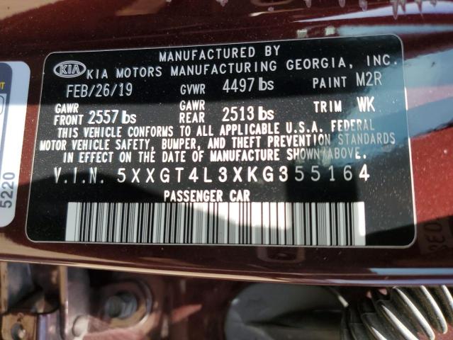 5XXGT4L3XKG355164 KIA Optima Lx