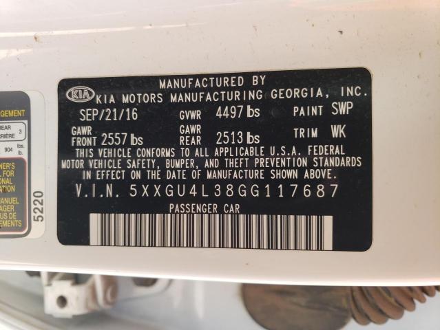 5XXGU4L38GG117687 KIA OPTIMA EX