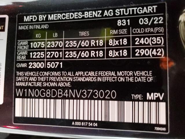 W1N0G8DB4NV373020 Mercedes-Benz GLC 300