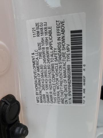 2022 HONDA PILOT TRAI 5FNYF6H82NB020869