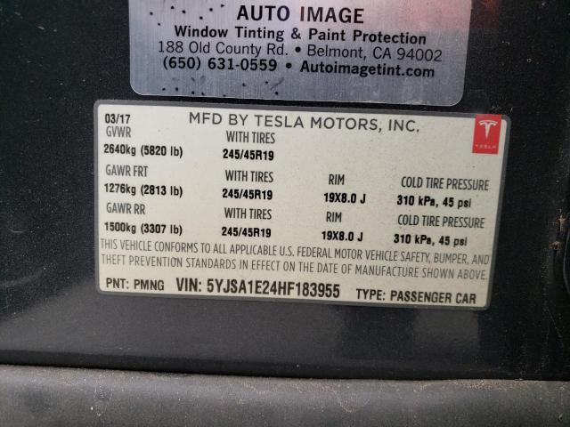5YJSA1E24HF183955 Tesla MODEL S