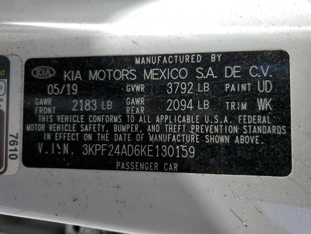 3KPF24AD6KE130159 KIA FORTE FE
