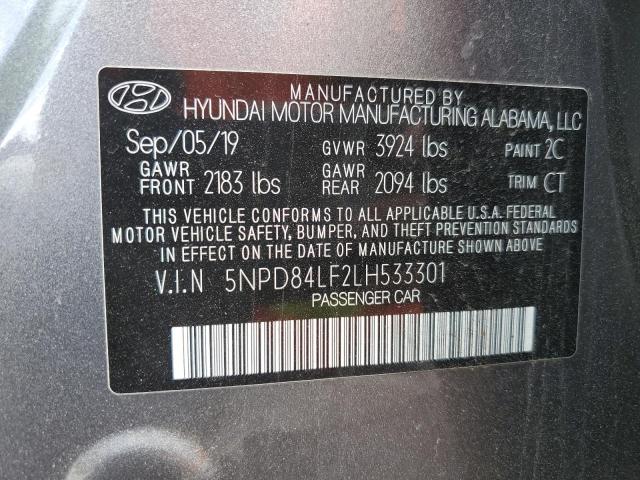 5NPD84LF2LH533301 Hyundai ELANTRA SEL