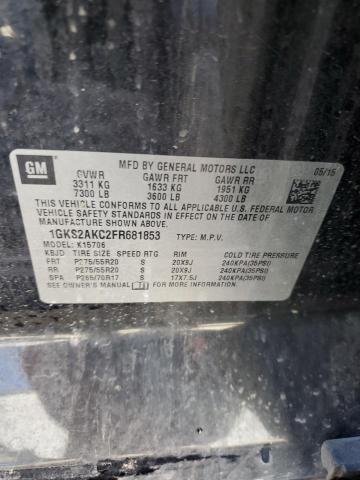 1GKS2AKC2FR681853 GMC YUKON SLE