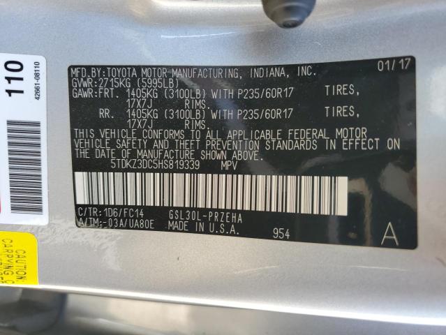 5TDKZ3DC5HS819339 Toyota SIENNA LE