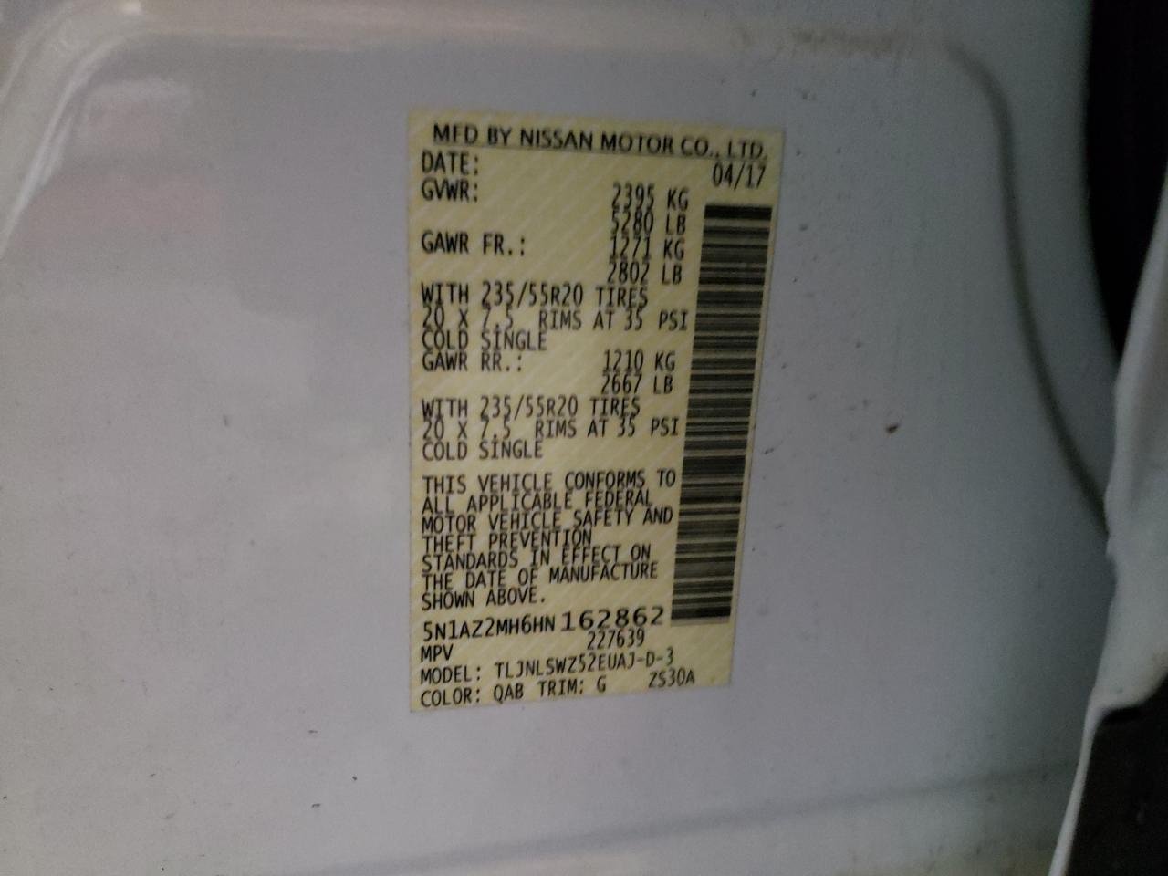 5N1AZ2MH6HN162862 2017 Nissan Murano S