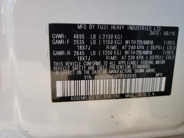 4S4BSBNC5F3350695 Subaru Outback 2.5i Limited