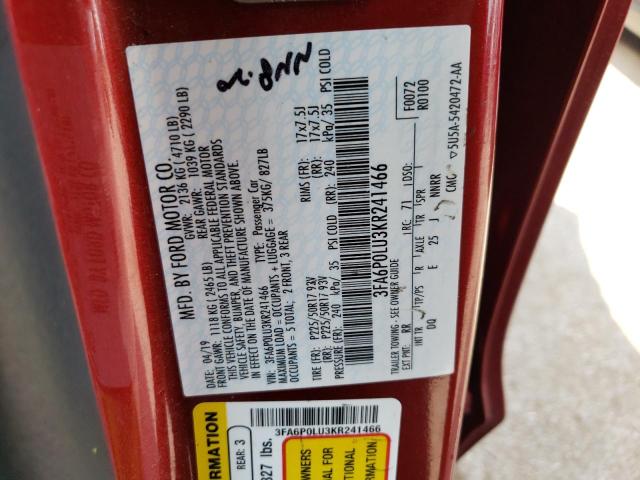 3FA6P0LU3KR241466 Ford Fusion SE 10