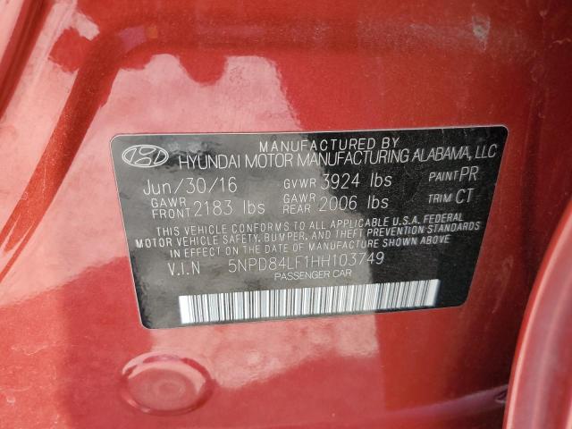 5NPD84LF1HH103749 Hyundai ELANTRA SE