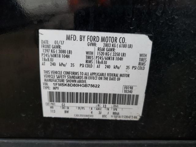 1FM5K8D80HGB75622 Ford EXPLORER XLT
