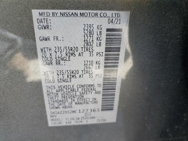 5N1AZ2DS2MC127365 Nissan Murano Platinum