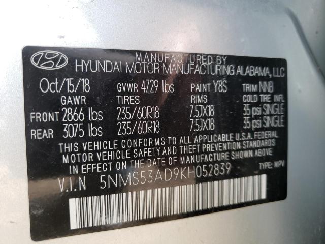2019 HYUNDAI SANTA FE L - 5NMS53AD9KH052839