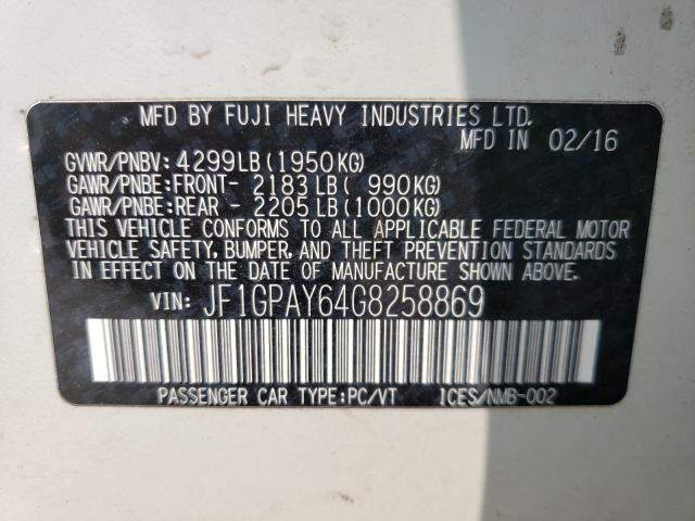 JF1GPAY64G8258869 Subaru Impreza Sport Limited