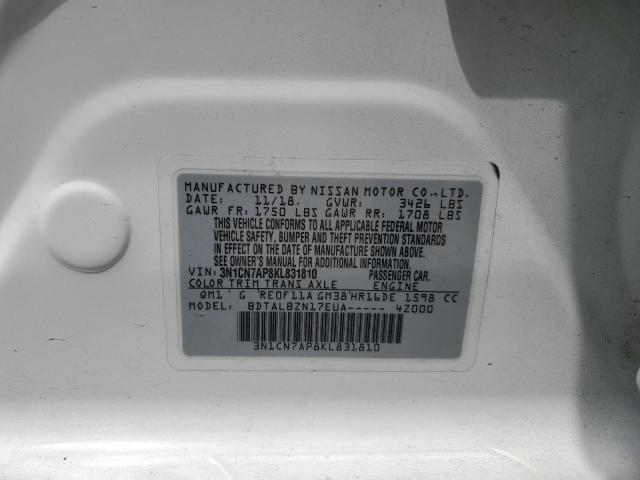 3N1CN7AP8KL831810 Nissan VERSA S