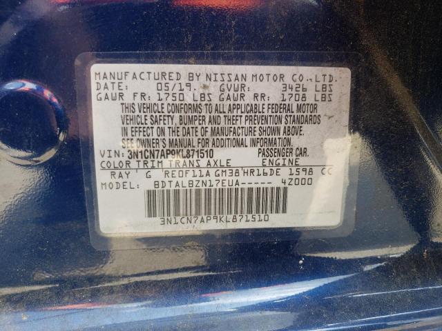 2019 NISSAN SENTRA 1.8 3N1CN7AP9KL871510