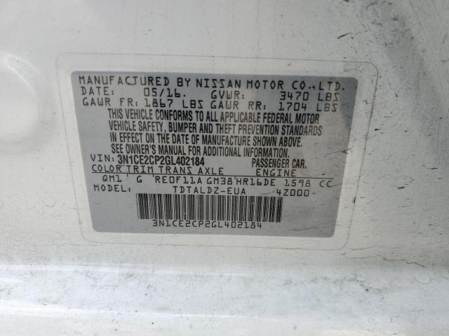 3N1CE2CP2GL402184 Nissan Versa Note S