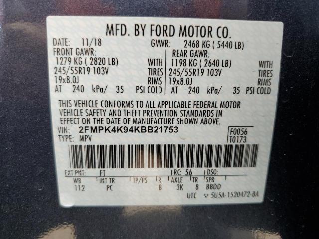 2FMPK4K94KBB21753 Ford Edge Titanium