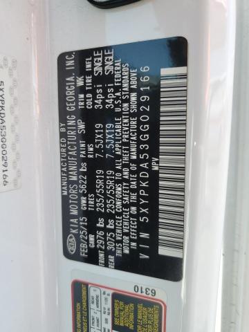 5XYPKDA53GG029166 KIA SORENTO SX
