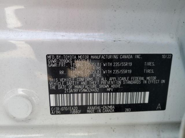 2T3A1RFV5NW324492 Toyota Rav4 Xle Premium