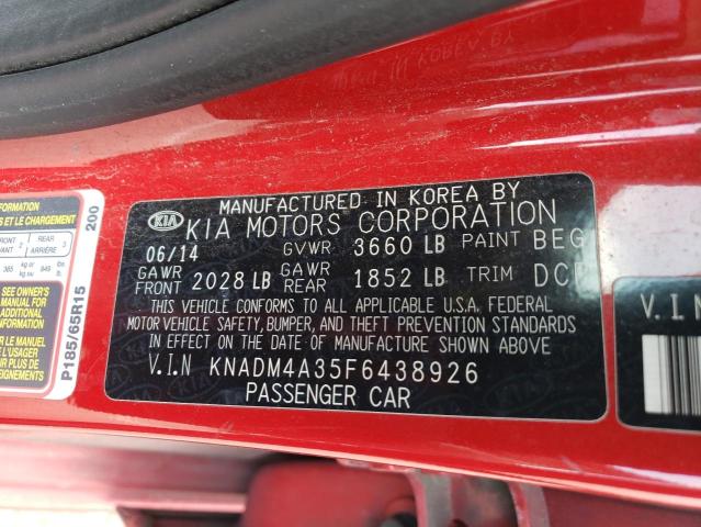 KNADM4A35F6438926 KIA RIO LX