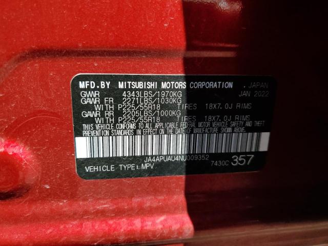 JA4APUAU4NU009352 Mitsubishi Outlander Sport Es