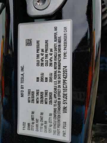 5YJ3E1EC7PF422074 Tesla Model 3 2023. Фото: 11