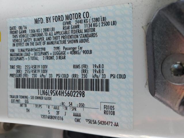 1LN6L9SK4H5602298 Lincoln Continental Select