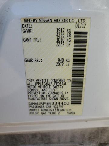1N4AL3AP4HN334402 Nissan ALTIMA 2.5