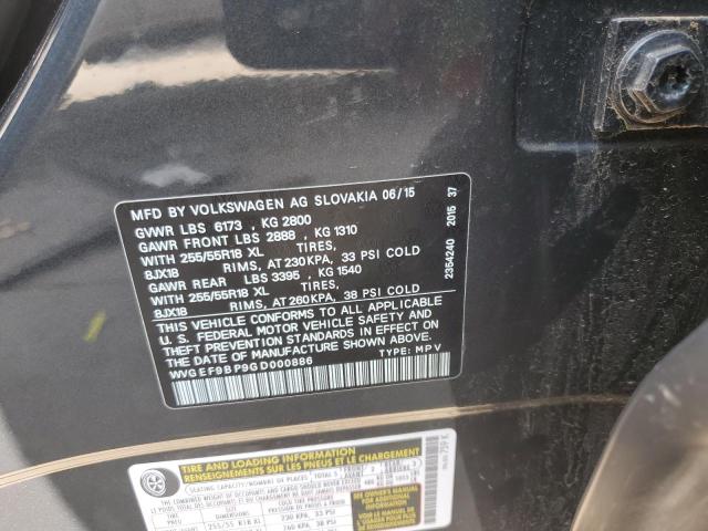 2016 VOLKSWAGEN TOUAREG SP - WVGEF9BP9GD000886