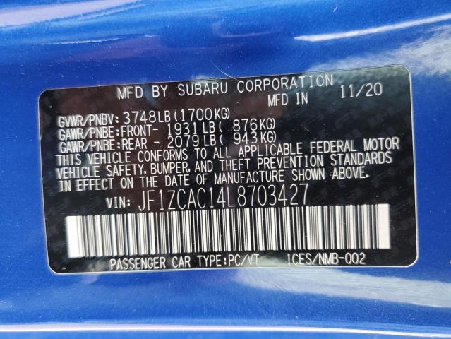 2020 SUBARU BRZ LIMITE JF1ZCAC14L8703427