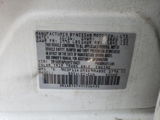3N1AB7APXHY216431 Nissan SENTRA S