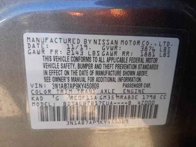 3N1AB7AP9KY450809 Nissan SENTRA S