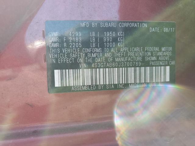 4S3GTAB60J3700789 Subaru Impreza Premium