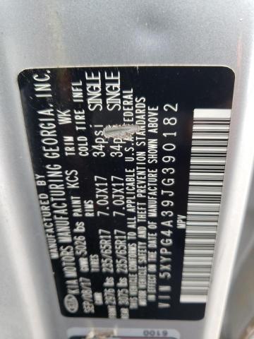5XYPG4A39JG390182 KIA SORENTO LX
