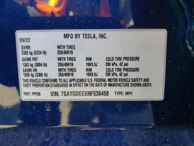 7SAYGDEEXNF536458 Tesla Model Y