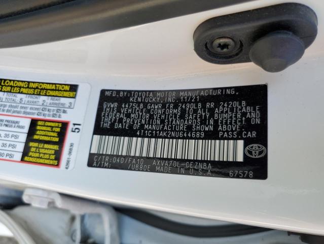 2022 TOYOTA CAMRY LE - 4T1C11AK2NU644689