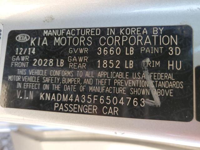 KNADM4A35F6504763 KIA RIO LX