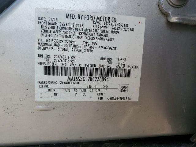 MAJ6S3GL2KC276094 Ford Ecosport Se