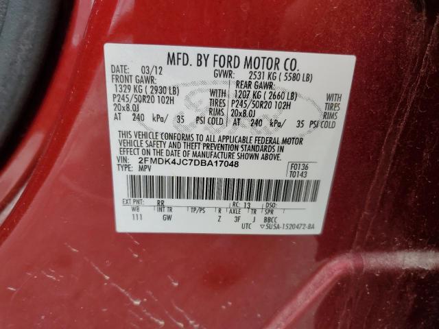 2FMDK4JC7DBA17048 2013 FORD EDGE, photo no. 12