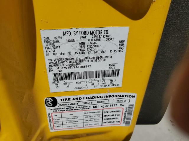 2010 FORD F150 SUPER - 1FTFW1EV9AFB65742