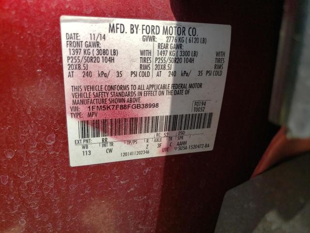 1FM5K7F88FGB38998 Ford Explorer Limited