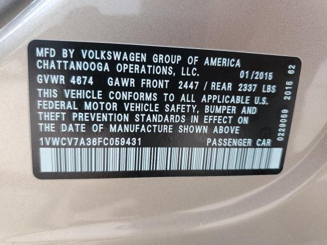 2015 VOLKSWAGEN PASSAT SEL - 1VWCV7A36FC059431