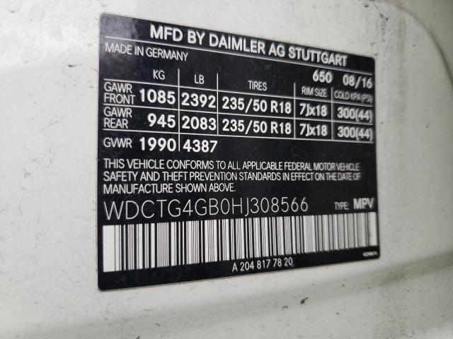 WDCTG4GB0HJ308566 Mercedes-Benz Gla 250 4matic